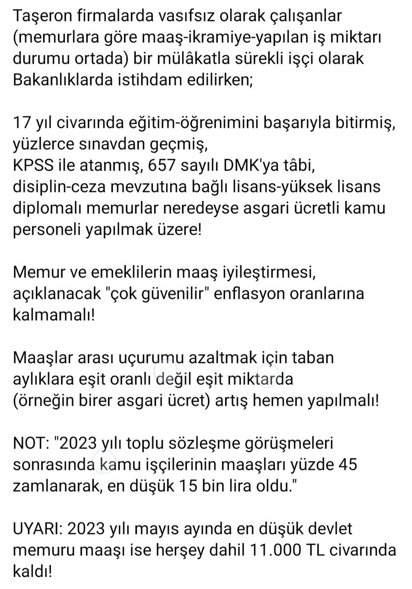 129 aydır mağdur #MemurÖğretmenler'e de
MÜJDELER OLSUN,
#KadrolarımızEÖHyeAktarılsın,
diploma unvanımız öğretmenliğe sınıfımıza kavuşalım!
<a href="/herkesicinCHP/">CHP 🇹🇷</a>
<a href="/kilicdarogluk/">Kemal Kılıçdaroğlu</a>
<a href="/iyiparti/">İYİ Parti</a>
<a href="/meral_aksener/">Meral Akşener</a>
<a href="/_DemokratParti/">Demokrat Parti</a>
<a href="/DpGultekinUysal/">Gültekin Uysal</a>
<a href="/lalekarabiyik/">Lale Karabıyık</a>
<a href="/yildirimkaya40/">Yıldırım Kaya</a>
<a href="/cenginyurt52/">Cemal Enginyurt</a>
YÜZDE 45