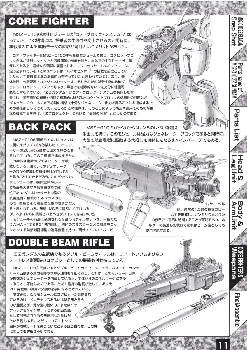 MGZZガンダムの組み立て説明書が出てきたので久し振りに見てみると