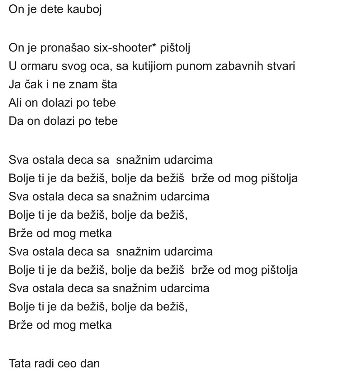__Cuki__'s tweet photo. Jezivo je koliko je sličan tekst pesme Pumped Up Kicks situaciji koja se desila prošle nedelje u OŠ Vladislav Ribnikar

Popriličnoje mučno slušati ovu pesmu nakon ovoga... https://t.co/JBD2ZU4Qmc