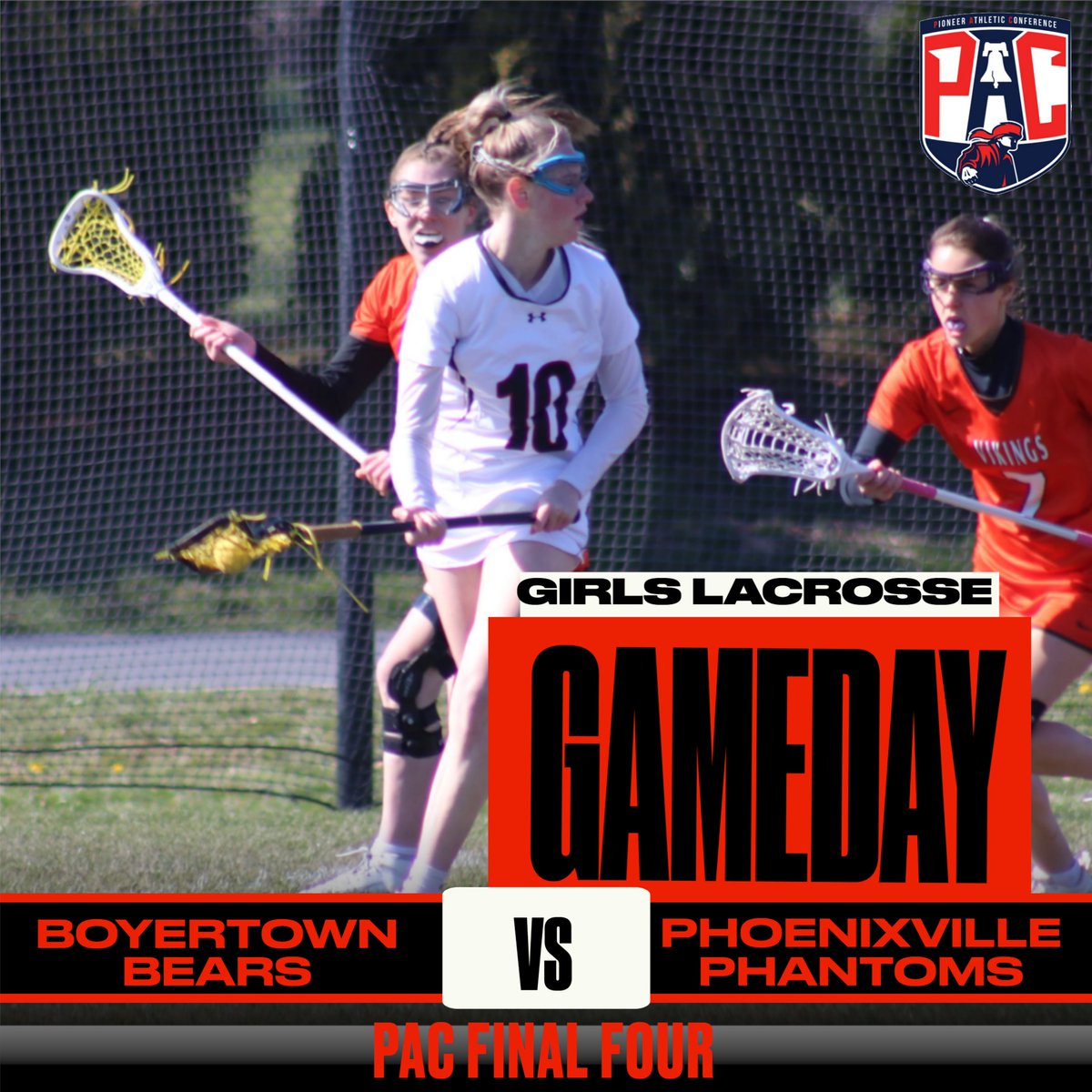 Schedule 5/9 

5:00 pm (A) PAC Final 4 Girls Lacrosse vs Phoenixville at Spring Ford. 

Tickets are on sale thru Ticket Spicket at the link below. There will be no Cash Sales. 

events.ticketspicket.com/agency/b4637d4…