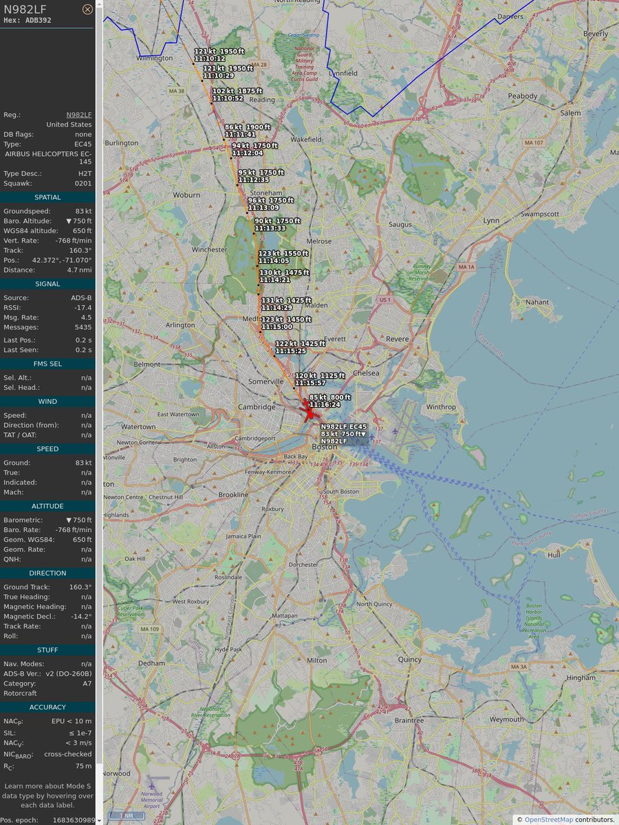 AboveMedford's tweet image. ICAO: #ADB392
Flt: #N982LF #AIRMETHODS
First seen: 2023/05/09 07:14:26
Min Alt: 1300 ft MSL
Min Dist: 0.12 mi

#planefence #adsb - planefence.com/medford
globe.adsbexchange.com/?icao=adb392