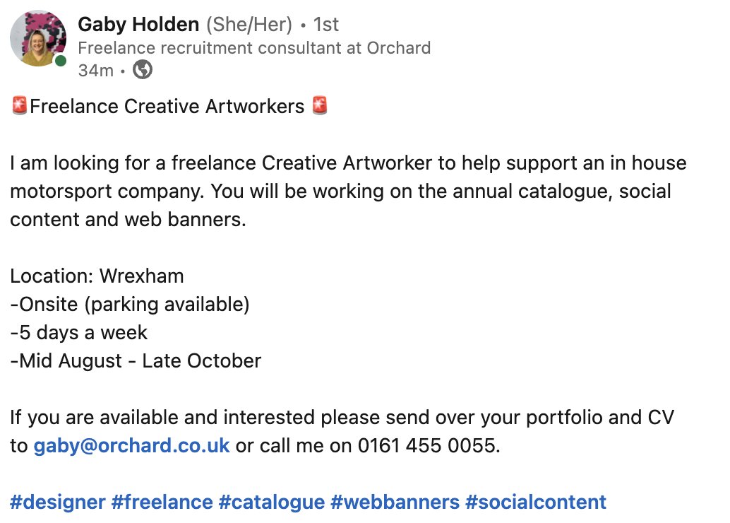 🚨 Creative Artworkers 🚨 We have a great freelance opportunity for you! 🤩 Give us a call on 0161 455 0055 for more info ☎️ #HIRINGNOW #hiringalert #creativejobs #freelance #freelancejobs #freelanceopportunity