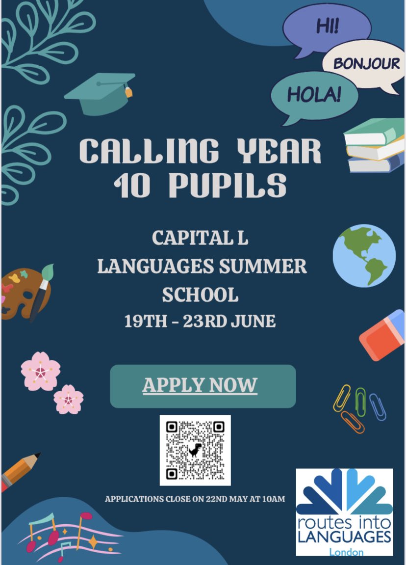 RilCapital's tweet photo. YEAR 10 PUPILS - Apply for our Languages Summer School to get a first-hand experience of studying for a degree in Languages🎓 https://t.co/Z5WboLbl9F https://t.co/KENTS3meDM