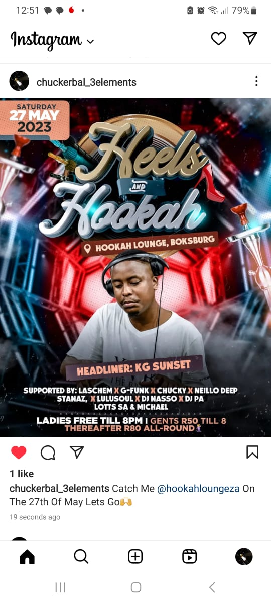 🅢🅟🅔🅒🅘🅐🅛 🅘🅝🅥🅘🅣🅐🅣🅘🅞🅝 🅣🅞 🅐🅛🅛 🅣🅗🅔 🅛🅐🅓🅘🅔🅢 💃🏽💄🫦

Featuring Headliner: *KG Sunset*

Ladies Free Till 8pm This Time, Gents R80, Thereafter R80 all-round💰

#Heels&amp;Hookah
#HookahLoungeBoksburg
#KgSunset
#MASProductions