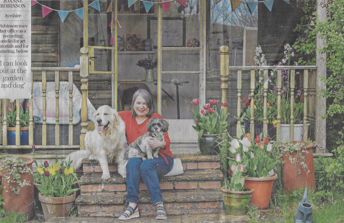 LittleArtSchool's tweet photo. Joanne featured in the Telegraph Newspaper last week, talking about how her Summerhouse has been transformed into a Filming Studio for the Little Art School Online Course. Find out more about bringing some creative joy into your life visit https://t.co/P9TrpFAbnP https://t.co/5iTy9cx8Op