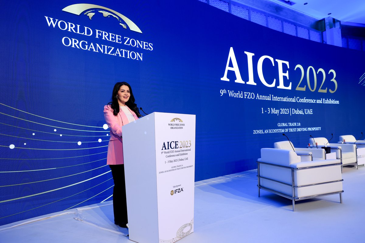 An absolute pleasure presenting AICE 2023 conference World Free Zones Organization in Dubai, UAE, in the attendance of his highness Sheikh Ahmed bin Mohammed bin Rashid Al Maktoum, Second Deputy Ruler of Dubai. #raniaali #raniapresents #dubaievents #AICE2023 #Dubaiconference