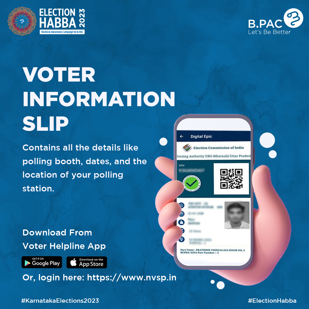 BPACofficial's tweet photo. The QR code in the Voter Information Slip (VIS) allows entry to designated Polling Stations where Polling Officials establish the identity of Voters through the @ECISVEEP
Let’s Be Election-Ready, Bengaluru!
#KarnatakaElections2023 #ElectionHabba #BEngaged #BPAC #VoteBengaluru https://t.co/dL3WssKbA7