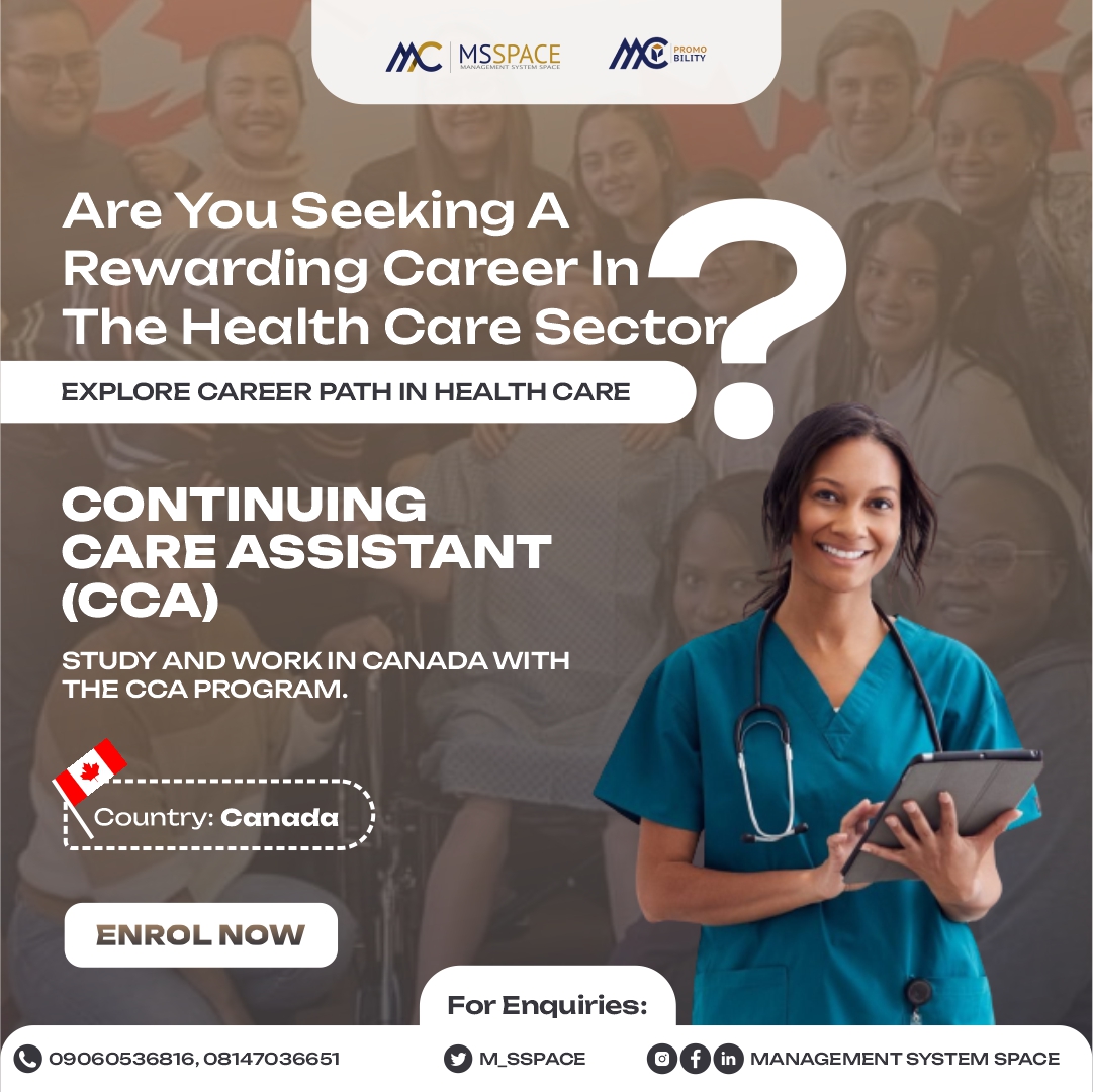 M_SSPACE's tweet photo. Are you passionate about healthcare and want to pursue a career in the healthcare? Keep your dreams alive!
🎯 Get a verified CCA certification
🎯 Guaranteed work placement
🎯 Study and live in Canada
Call us today: 09060536816 or 08147036651
#japa #canada #studyabroad #msspace https://t.co/yG66Ppfz2S