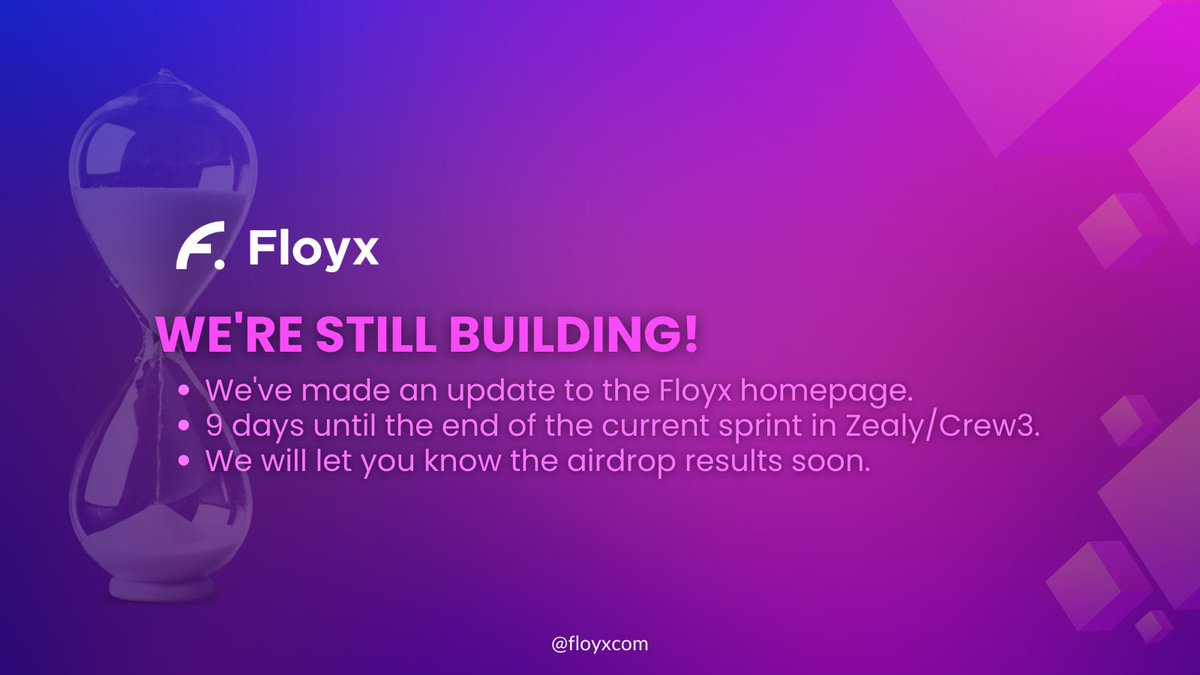 floyxcom's tweet photo. GM Floyx fam! 👋

➡️ We've made an update to the #Floyx homepage - now it's easier to navigate to account registration.
➡️ 9 days until the end of the current sprint in Zealy/Crew3.
➡️ We will let you know the #airdrop results soon.

We're still building!
#Web3SocialMedia https://t.co/6lbAmTL0pH
