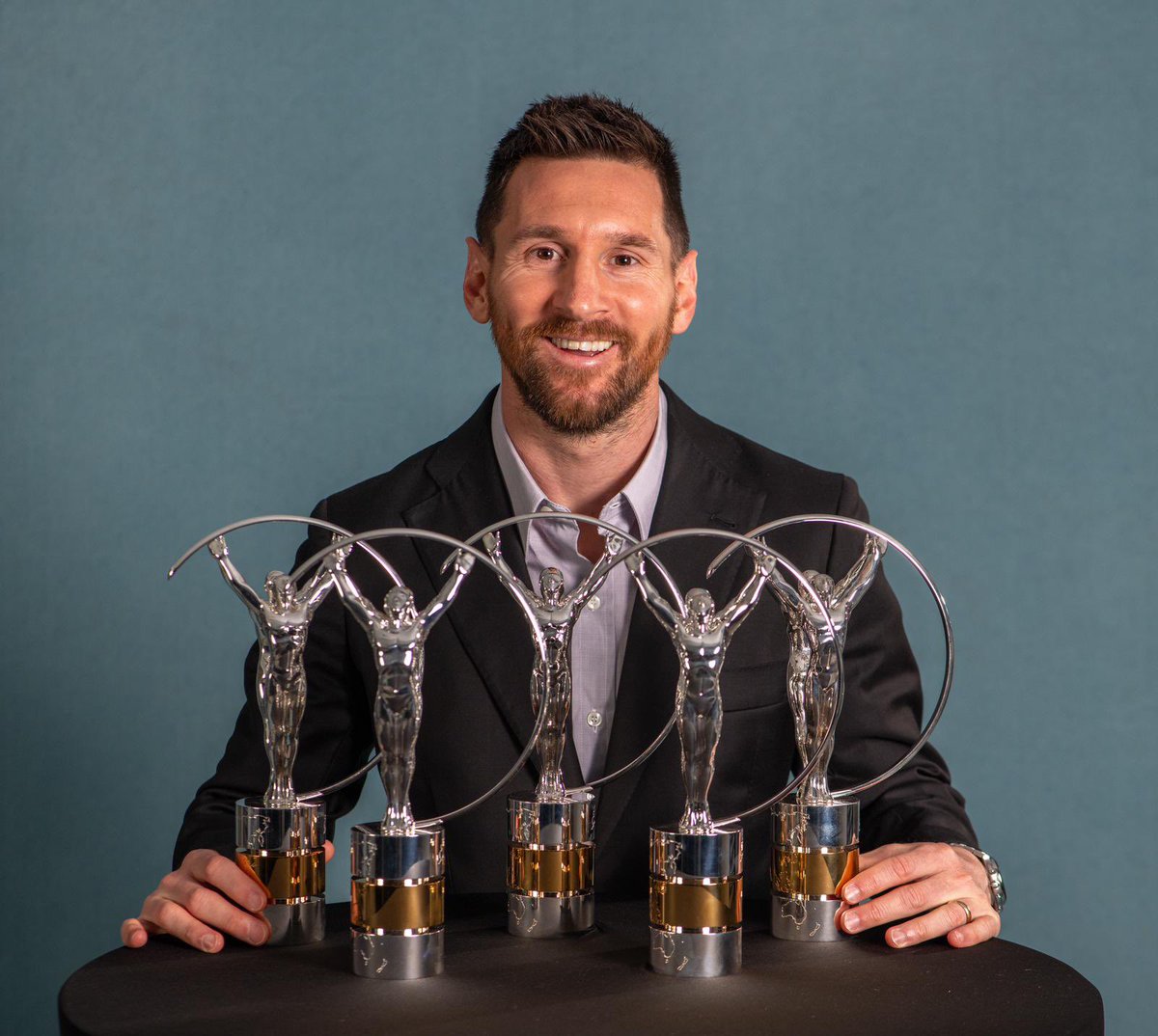 After a very special night in Paris, Lionel Messi celebrates an historic achievement as the first athlete to take home both the Laureus World Sportsman and Laureus World Team of the Year Awards in the same year at the Laureus World Sports Awards 🏆

#Laureus23