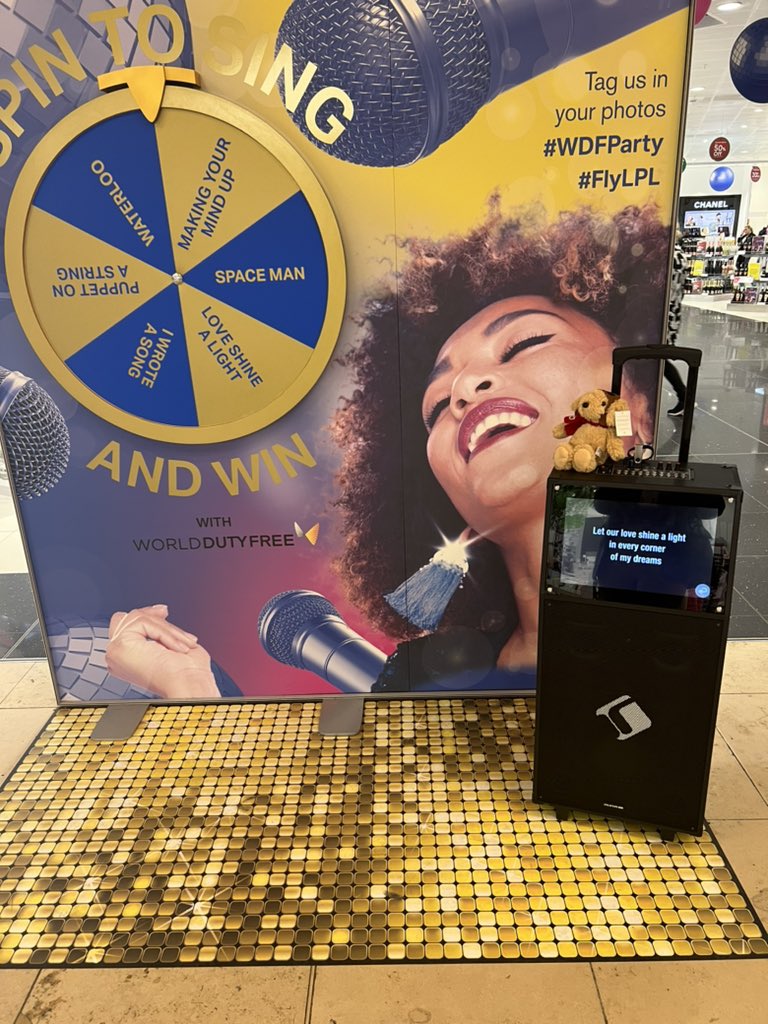 Are you travelling through <a href="/LPL_Airport/">Liverpool John Lennon Airport</a> today or this week? Take part in our spin to sing and win #Eurovision2023 competition!#WDFParty