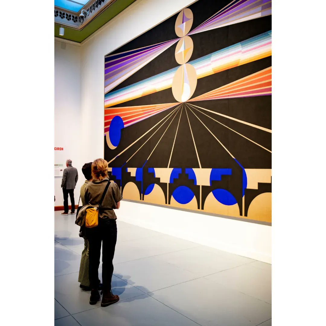 Eamon Ore-Giron - Black Medallion XV (Mama-Quilla), 2022-2023, Mineral paint and Flashe on linen, 14 1/2 x 25 ft. Commissioned by PAFA for Rising Sun, courtesy of the artist and Fleisher/Ollman, Philadelphia. Photo of installation view: Ryan Brandenberg 
#RisingSunPhilly