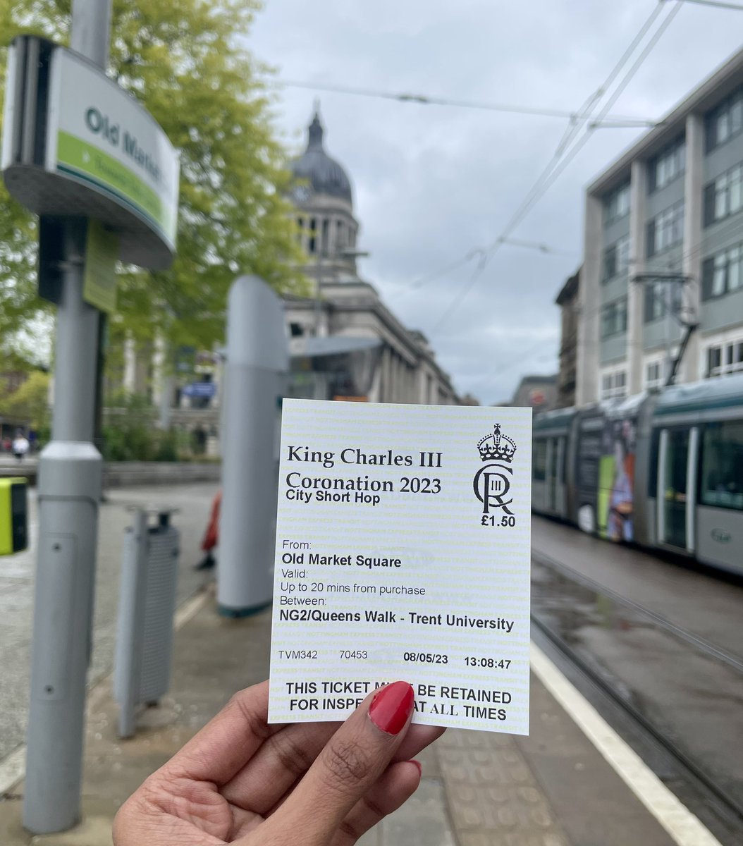 NETTram's tweet photo. Did you notice our #CoronationDay tickets over the weekend? 🎉
#NETtram #NET #Nottingham #Trams https://t.co/rK5vK64oIV