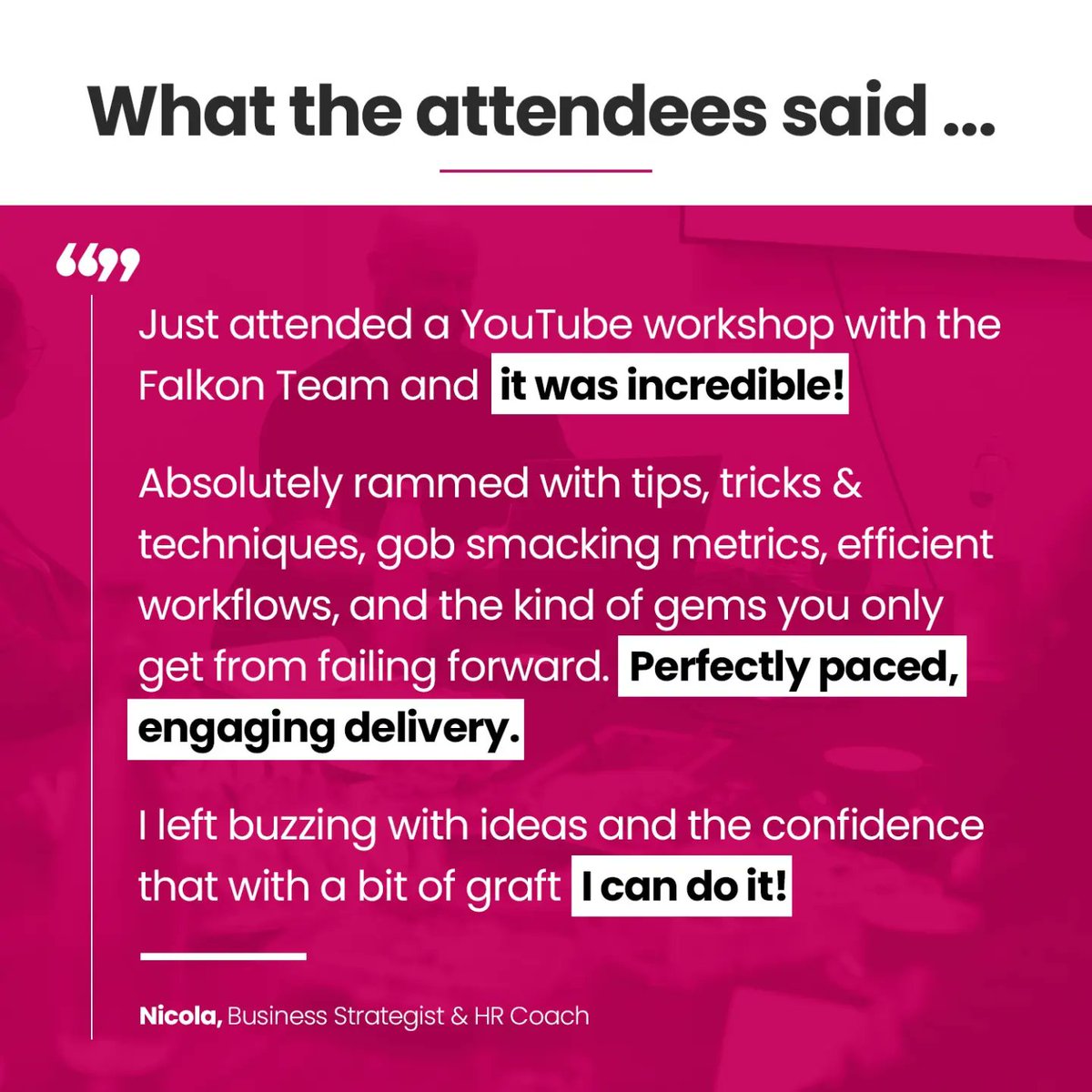 FalkonDigital's tweet image. Great feedback is filtering through from our YouTube training workshop on Friday. Big thanks to all our attendees!

DM us if you’re interested in joining the next one, or we can arrange in-house training for your team too!

#youtubetraining #youtubeeducation #videomarketing