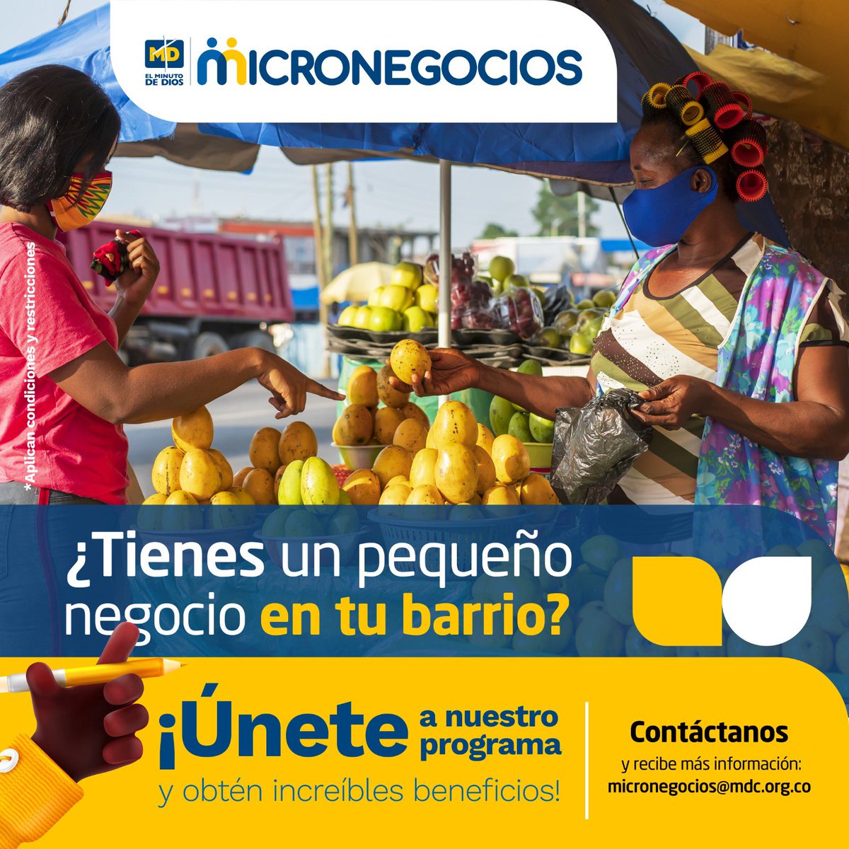 mdmicronegocios's tweet photo. ¿Tienes un micronegocio y necesitas ayuda para hacerlo crecer? Ofrecemos diagnóstico y plan de atención a la medida, mentorías para el fortalecimiento empresarial y, acceso a un gran ecosistema de servicios financieros y ferias comerciales. micronegocios@mdc.org.co https://t.co/npVzvrzEiZ