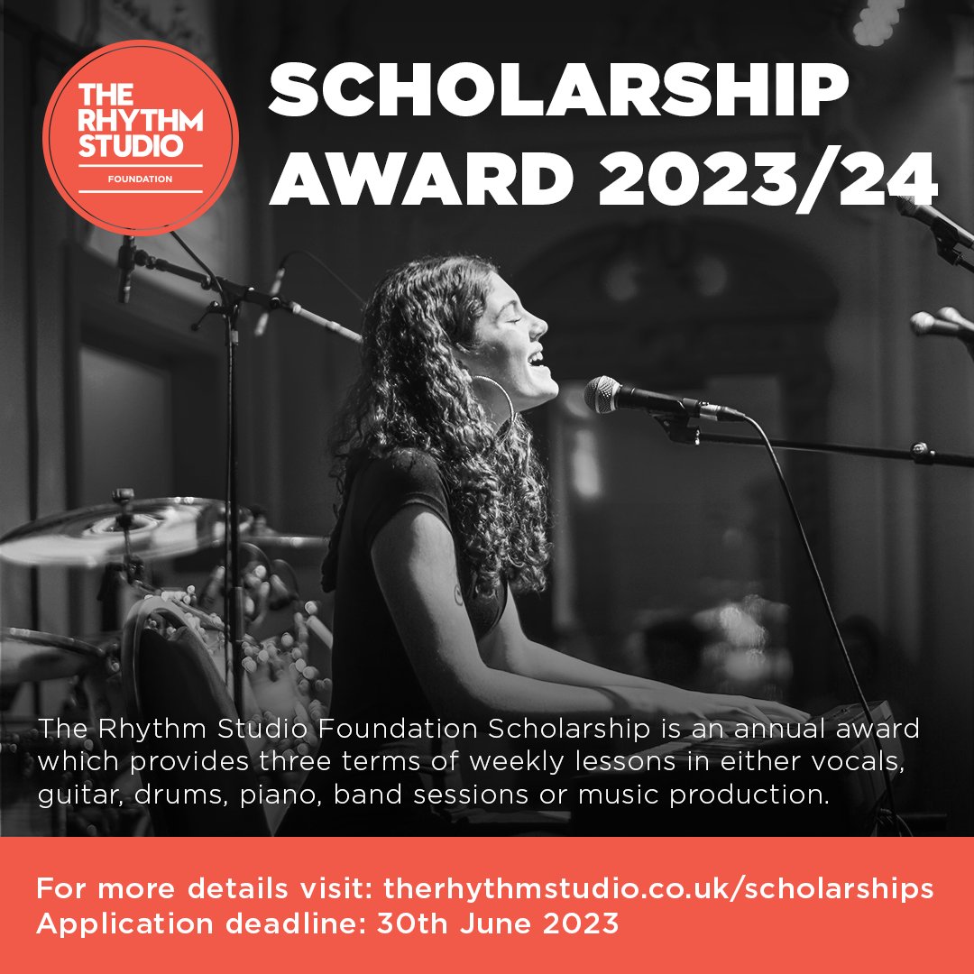 The Rhythm Studio Foundation is pleased to announce that applications are now open for the 2023/24 Scholarship Scheme. Applications close on June 30th 2023 - Find out more here: therhythmstudio.co.uk/scholarships