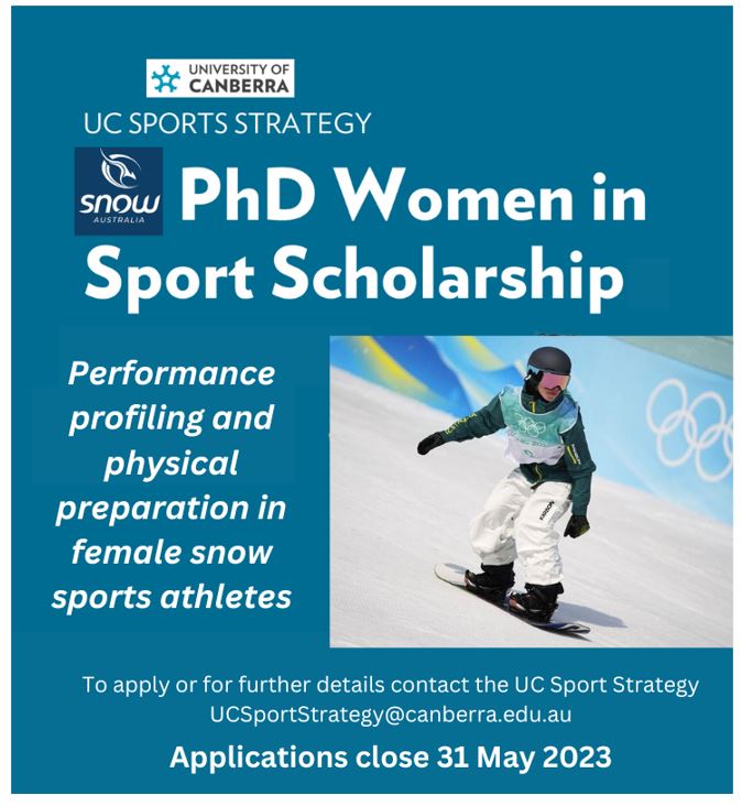 UC Women in Sport PhD scholarship - we're looking for an enthusiastic PhD scholar - helpful if you like snow sports :-) The successful scholar will be embedded with Snow Sport Australia @UC_RISE @jaqibousie