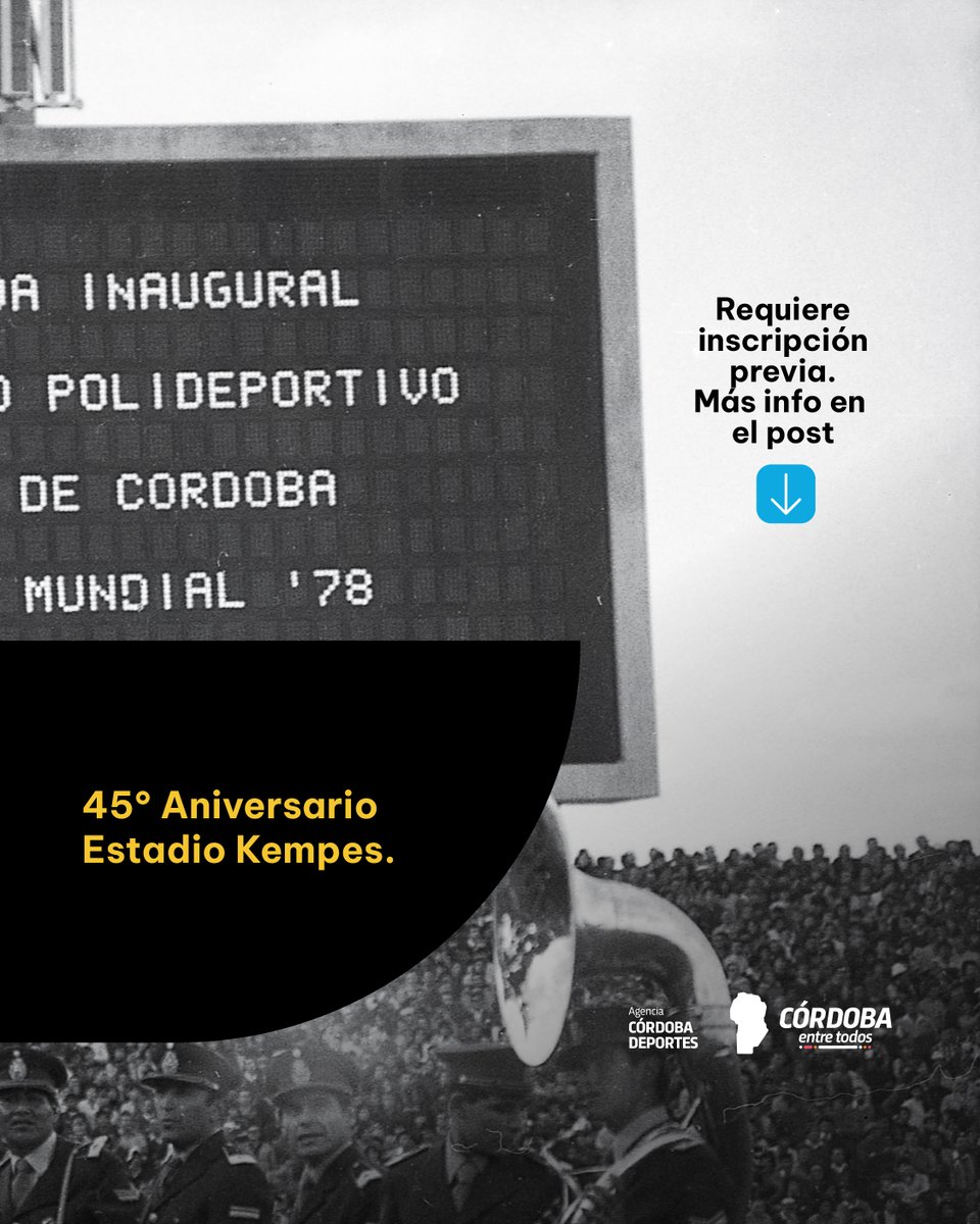 🎉🏟️¡El 16 de mayo estamos de cumpleaños, y queremos que nos acompañes!

➡️¡Si! En nuestro aniversario N° 45, te invitamos a una visita temática guiada "Construcción del Estadio Córdoba y Partido Inaugural"📢.

¡Cupos limitados!

🖊️Inscribite bit.ly/AniversarioKem…