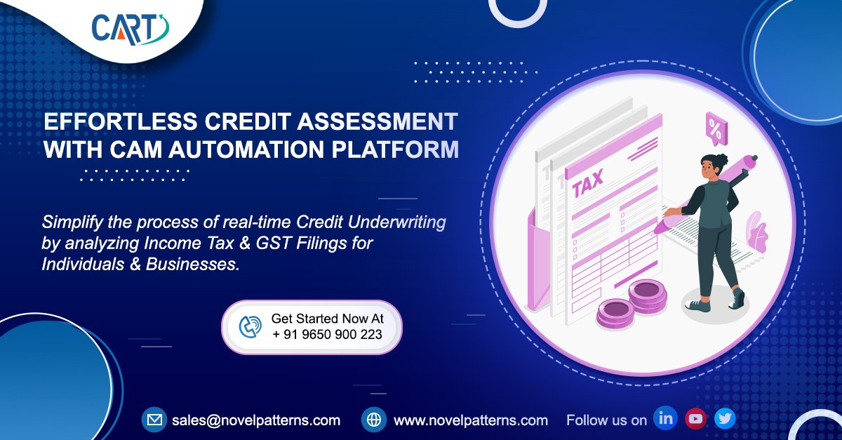 PatternsNovel's tweet image. #CART - CAM Automation Platform simplifies underwriting processes, improves efficiency &amp;amp; enables data-driven decisions by analyzing details from Individuals &amp;amp; Businesses, ITR &amp;amp; GSTR Filings.
#NovelPatterns #CAMAutomation #CreditAssessment #FinancialServices #ITR #GSTR