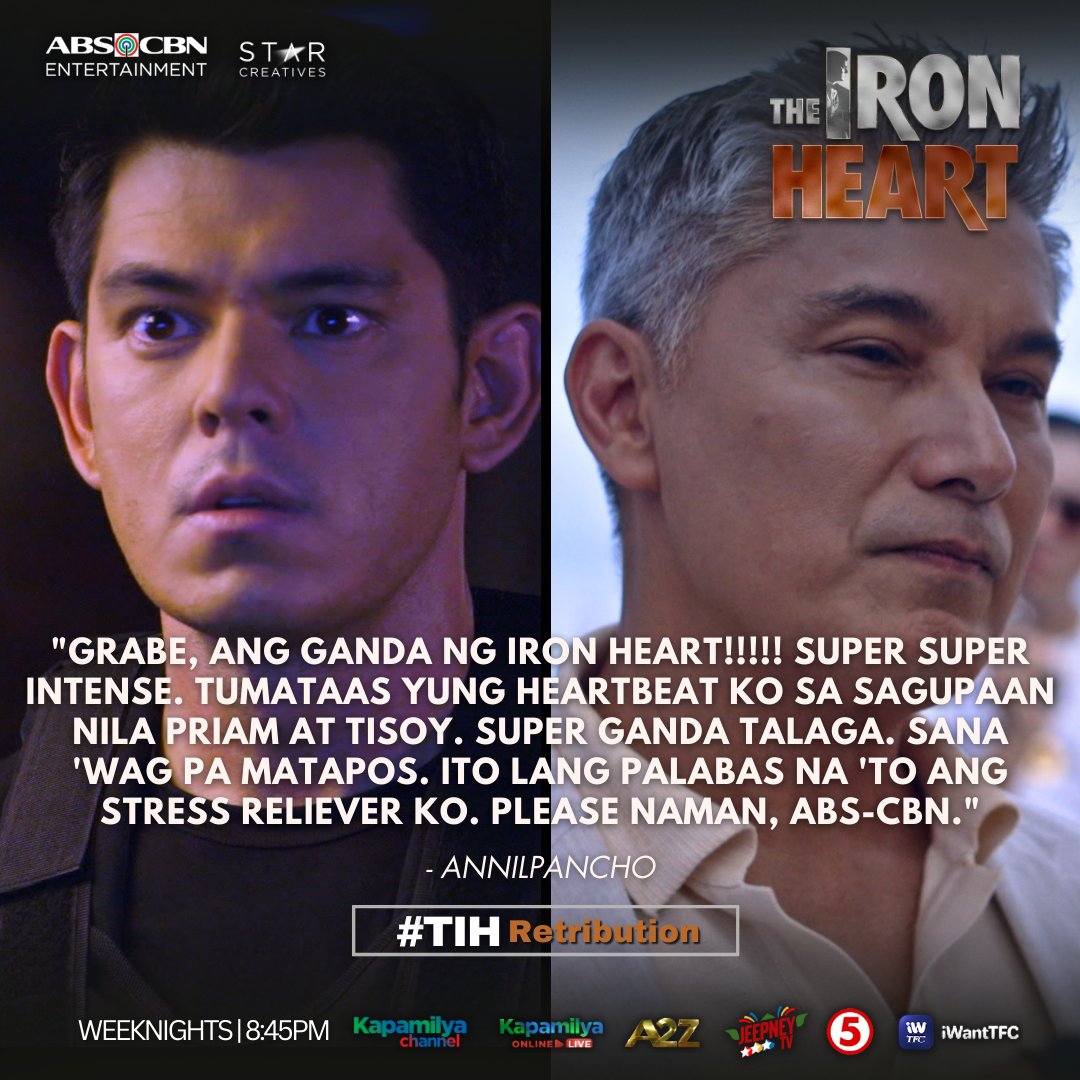 StarCreativesTV's tweet photo. Sari-sari ang naging comments ng mga Kapamilyas sa #TIHRetribution episode! 🔥

MARAMING SALAMAT sa pagsama sa #TheIronHeart kagabi!🦾 Magkita-kita tayong muli mamayang 8:45PM sa MAS SOLID na AKSYON na dapat niyong abangan! 👀💥 https://t.co/20ZCh6ZVij