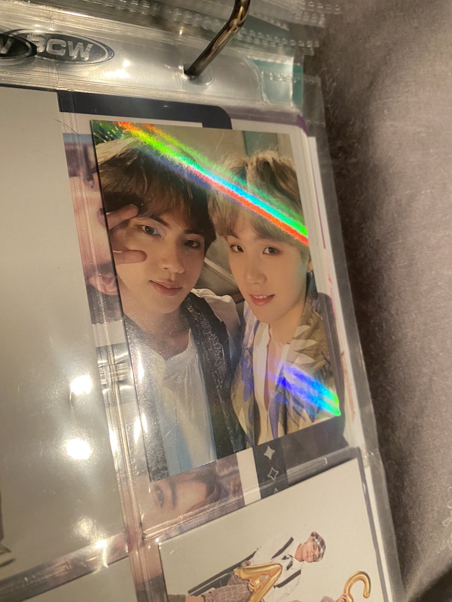 bangtanbankrupt's tweet photo. selling my photo cards…. yeah… depressing. if anyone is looking for any particular jin cards or group/unit cards please feel free to DM me ☺️ i have a lot. 
#photocards #pcselling #bts #seokjin #jin #suga #namjoon #rm #v #taehyung #jimin #jk #jungkook #jhope #hobi #yoongi #pc https://t.co/hPvGwlJHwo