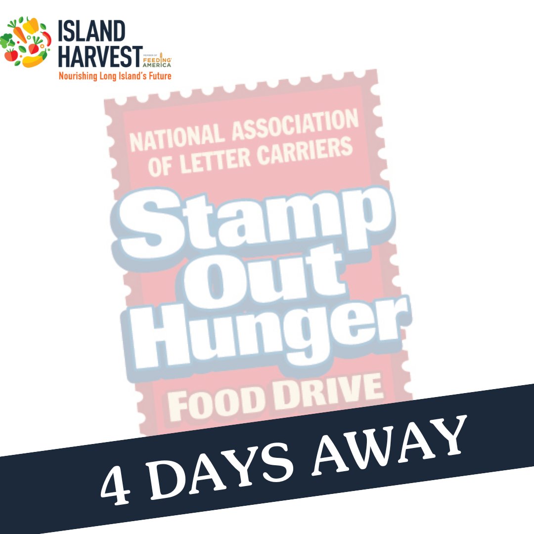 #StampOutHunger is fast approaching, &amp; you can help your neighbors in need on #LongIsland. Participate by leaving nonperishable food items in a bag near your mailbox for your mail carrier to pick up on Saturday, 5/13! For more info., visit bit.ly/******/. #IslandHarvest