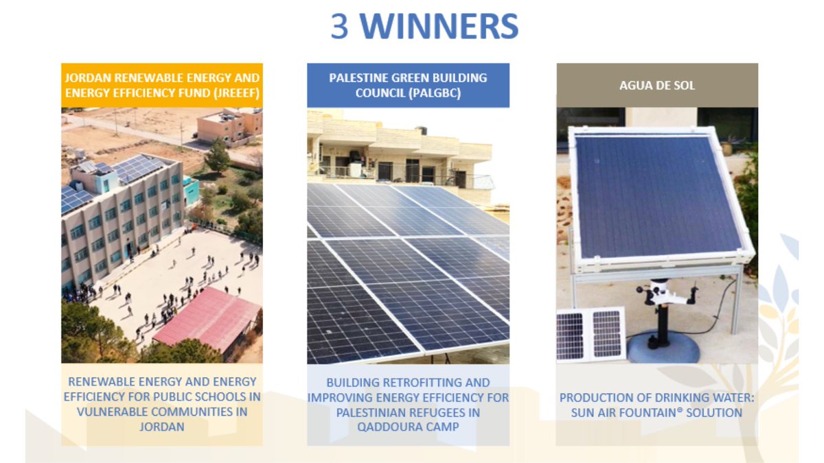medadaptawards's tweet photo. Here are the 3 awarded projects! Follow our round table discussion with the winners and experts on climate change adaptation in the building sector! #MeetMed #Medadapt23 https://t.co/XhS197XJqv