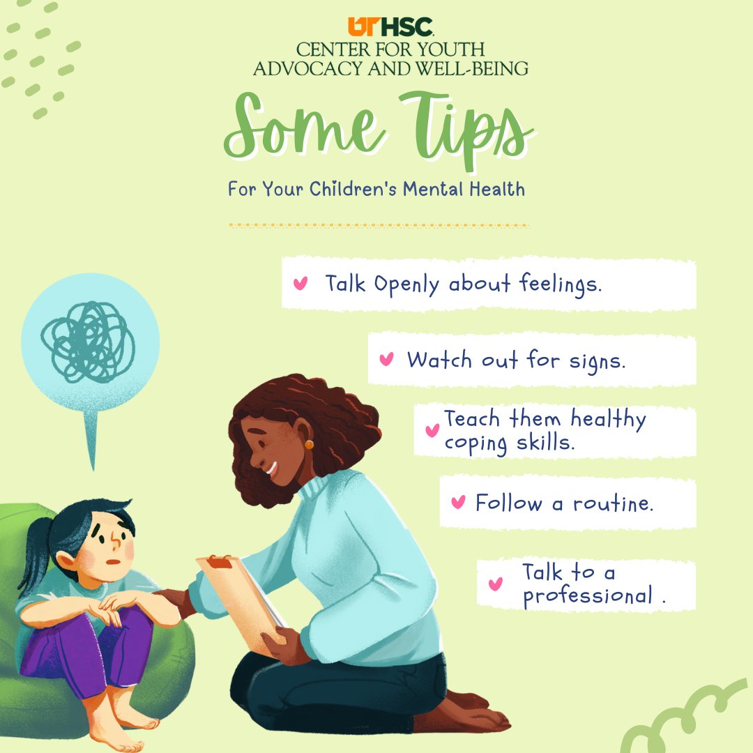 It’s Children’s Mental Health Acceptance Month and we are determined to keep families informed and empowered! Check out this week’s helpful tips for your children’s mental health!! #childrenmentalhealthmatters 
#cyaw
#uthsc