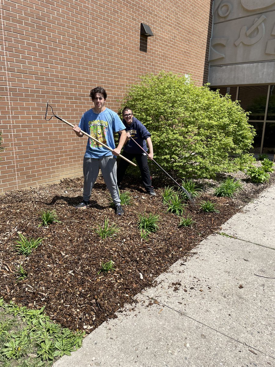 Montcalm’s front garden getting a spring make over! Great job boys!! <a href="/MontcalmCougars/">Montcalm Cougars</a>