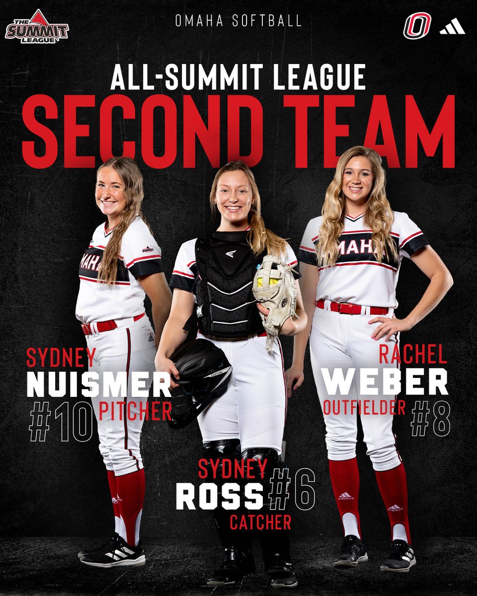 OmahaSB's tweet photo. Tough to beat this trio of Mavericks👀

Huge shoutout to @sydneynuismer, @sydneyrosss6 and @rachel_weber62 on their first career All-Summit League selections🔥

#OmahaSB https://t.co/Fr80UZXT6D