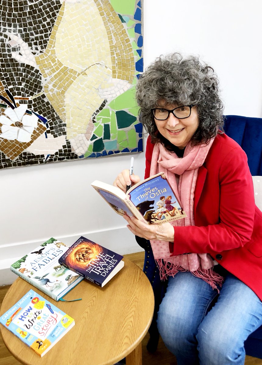 CarolineLawrenc's tweet photo. Thanks for having me in to talk about #MysteriesOfAncientRome, @StAnthonysGirls! I hope you enjoy my #RomanMysteries, #TimeTravelDiaries, #AesopsFables &amp; Writing Tips. 😊 #HowToWriteAGreatStory #SevenPlotBeats https://t.co/LDFh143MZ8