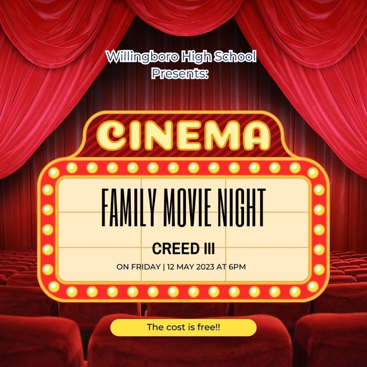 The Willingboro High School is streaming 'Creed III' on Friday, May 12 in the auditorium. Admission is free!!