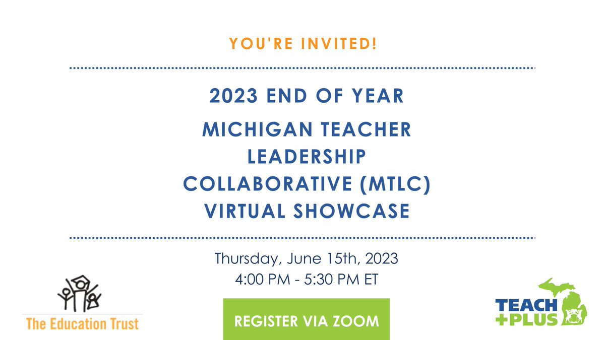 TeachPlusMI's tweet photo. Join us for the MTLC End of Year Showcase on June 15th! Hear directly from MTLC members about their experiences being part of this equity-minded community of educators and the work they've accomplished together over the course of the year. https://t.co/e4lJkr121b @EdTrustMidwest https://t.co/bjOwuajcdC
