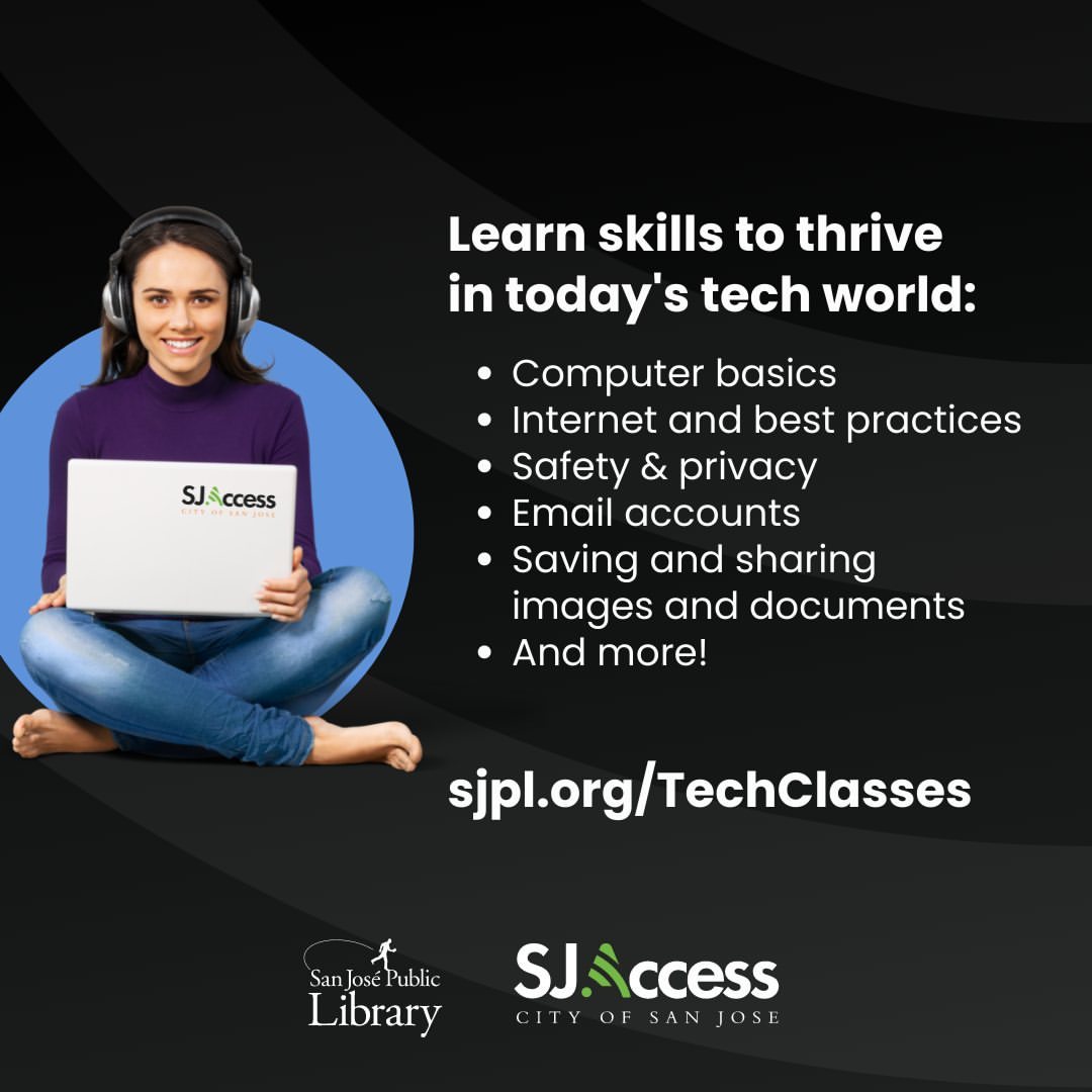 💻Learn digital literacy skills and stay connected in today's world with free basic computer classes and self-paced online courses at #SJPL.

Get started at sjpl.org/TechClasses

#SJAccess #RightToLibrary @sanjoselibrary