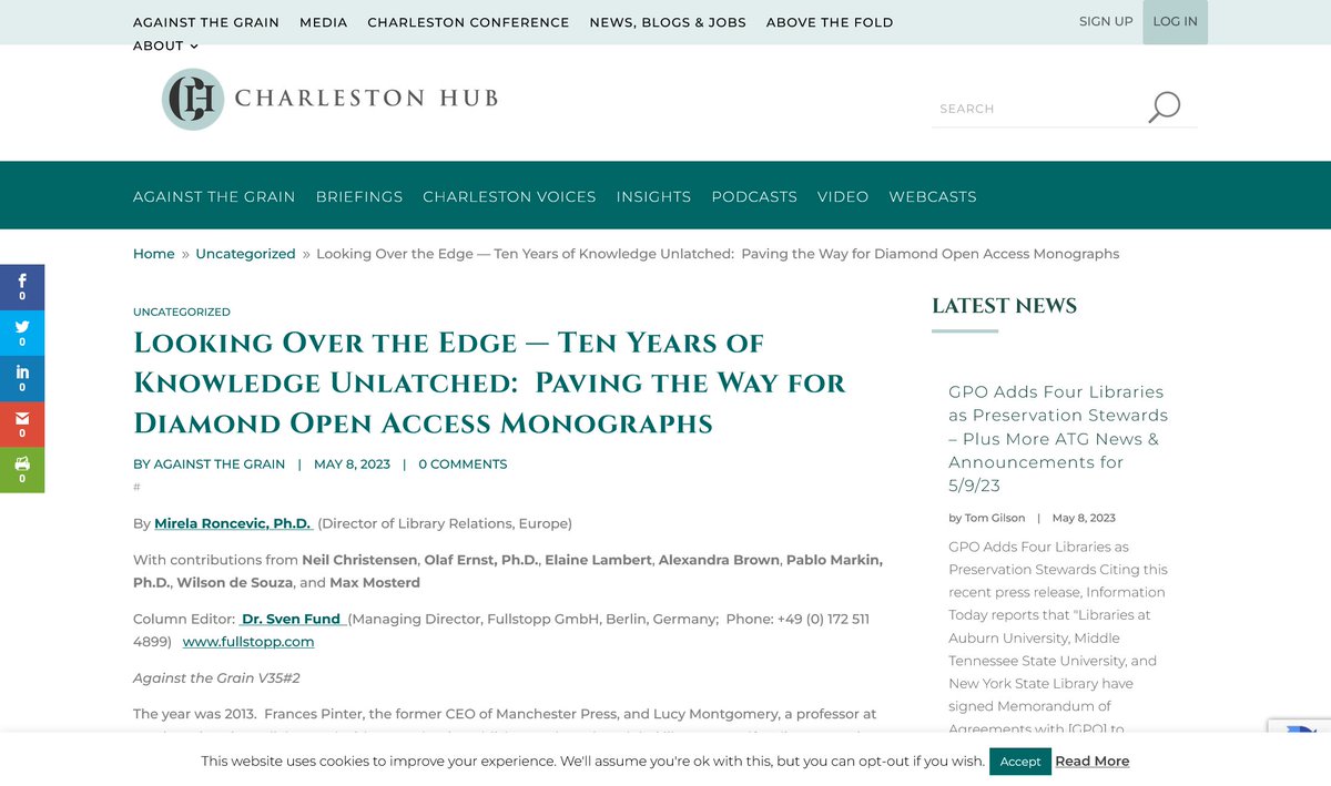 OpenRCommunity's tweet image. This article details the evolution of #KnowledgeUnlatched into an initiative transforming the landscape of #OpenAccess publishing, while focusing on paywall barrier removal, globally relevant topics, future-oriented initiatives for libraries, researchers ow.ly/ie3o50OjzWM