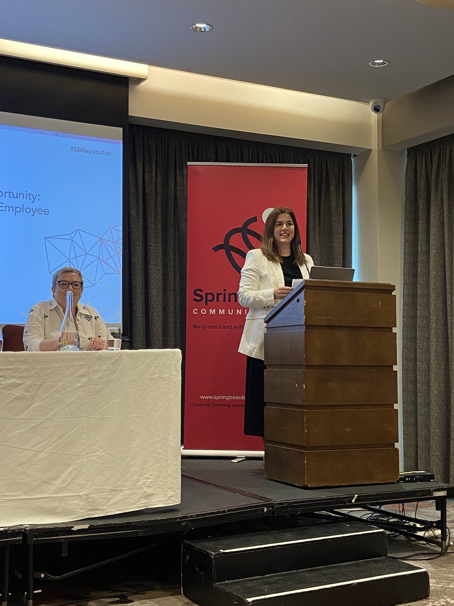SpringboardCom's tweet photo. Our MD @Susie_Horgan is now on stage welcoming attendees to our  Reputational Risk vs Opportunity event. “The results of our recent survey in collab with @PRII_ie found that Internal Comms is still not a priority within organisations.”

#SBReputation #InternalComms https://t.co/xJTCFgdqt5
