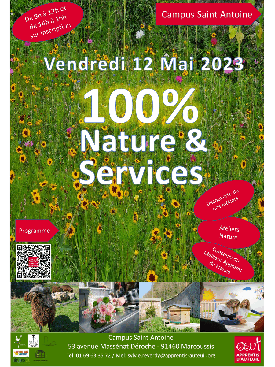 ☘ Découvrez le weekend 100% Nature et Services organisé par le campus Saint-Antoine !
📅 Quand ? Du 12 au 14 mai 2023
📍 Où ? Au Campus Saint Antoine, 53 Avenue Massenat Deroche, 91460 Marcoussis
#écologie #formation #apprentissage 
🤝 On espère vous y retrouver nombreux !