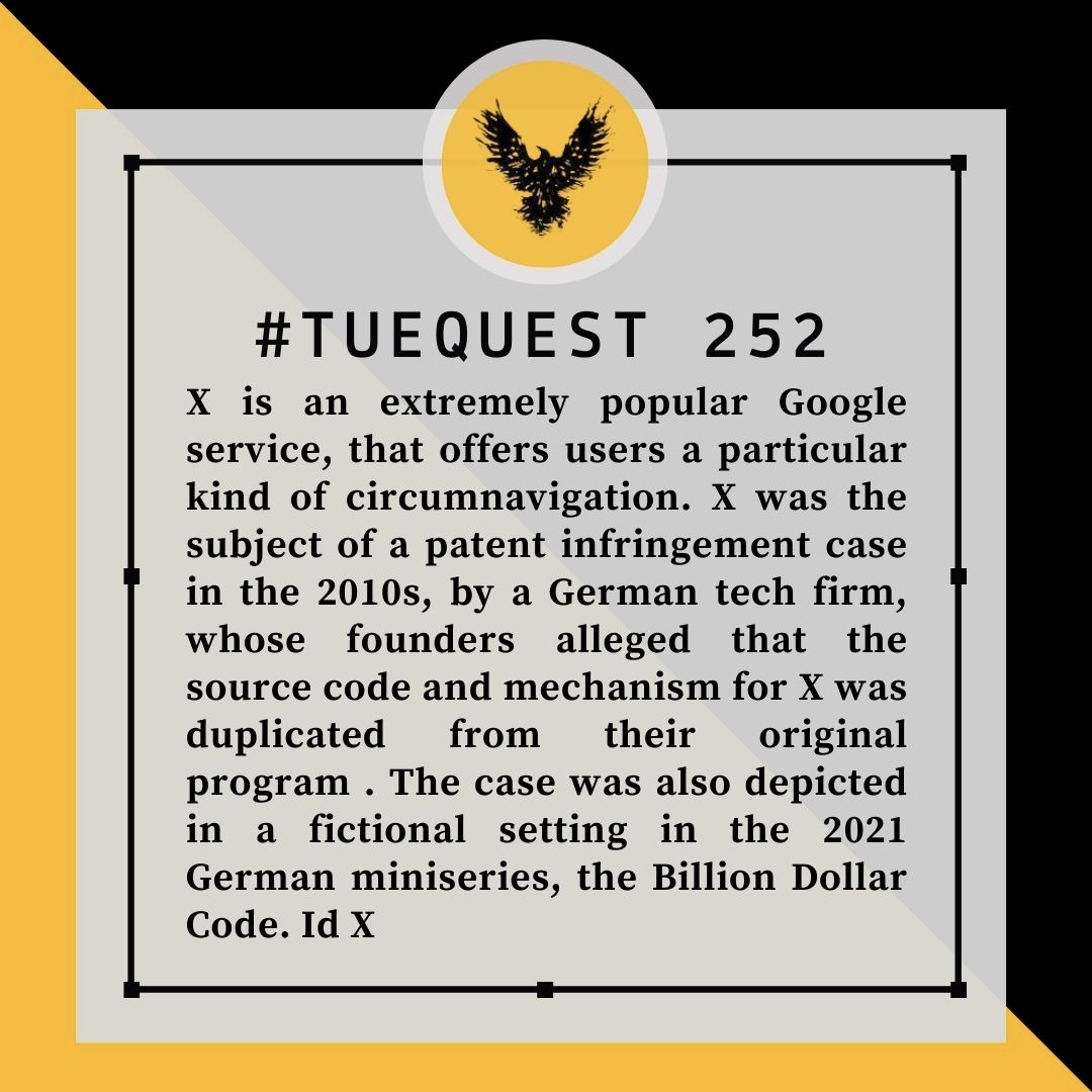 SRCCQuiz's tweet photo. TueQuest is here again to get your mind working.
Send in your answer for #TueQuest 252 in the DMs!
#quiz #quizgame #quizquestions #quiztime #quizinstagram #google #miniseries #internet #2010s #billiondollarcode #german #patent #tech https://t.co/pG4zsto0r3