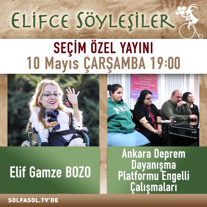 @addpiletisim Engelli komisyonunu temsilen BurakSarı, Devrim Nesin ve Zeynep Yılmaz 10 Mayıs 2023'te Solfasol Tv’de Seçim Özel Yayınında “Elifçe Söyleşiler” programına konuk olacak.