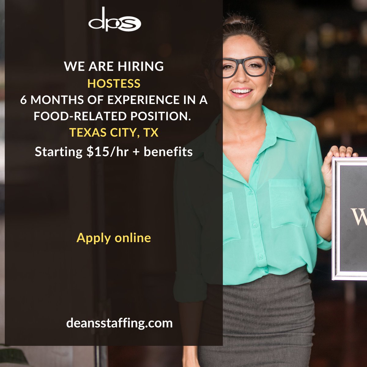 DeansStaffing's tweet image. we are hiring qualified Food Service Hostesses in Texas City, TX to deliver patient food while providing excellent customer service.  6 months of experience in a food-related position. Pay: $15/hr + Benefits bit.ly/3Bb5osb #hiring #foodserviceworker