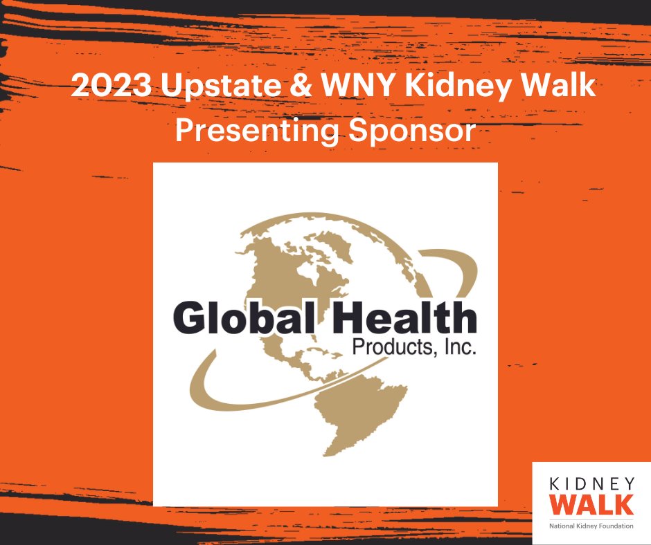 NKF_UPNY's tweet photo. We are pleased to announce that @GlobalHlthProds  Products will be our Presenting Sponsor for our 2023 Upstate &amp; WNY Kidney Walk! We are thankful for their continued support and partnership for NKF programs and events throughout Upstate and Western NY. #communitypartner https://t.co/OWFyTVfY9c