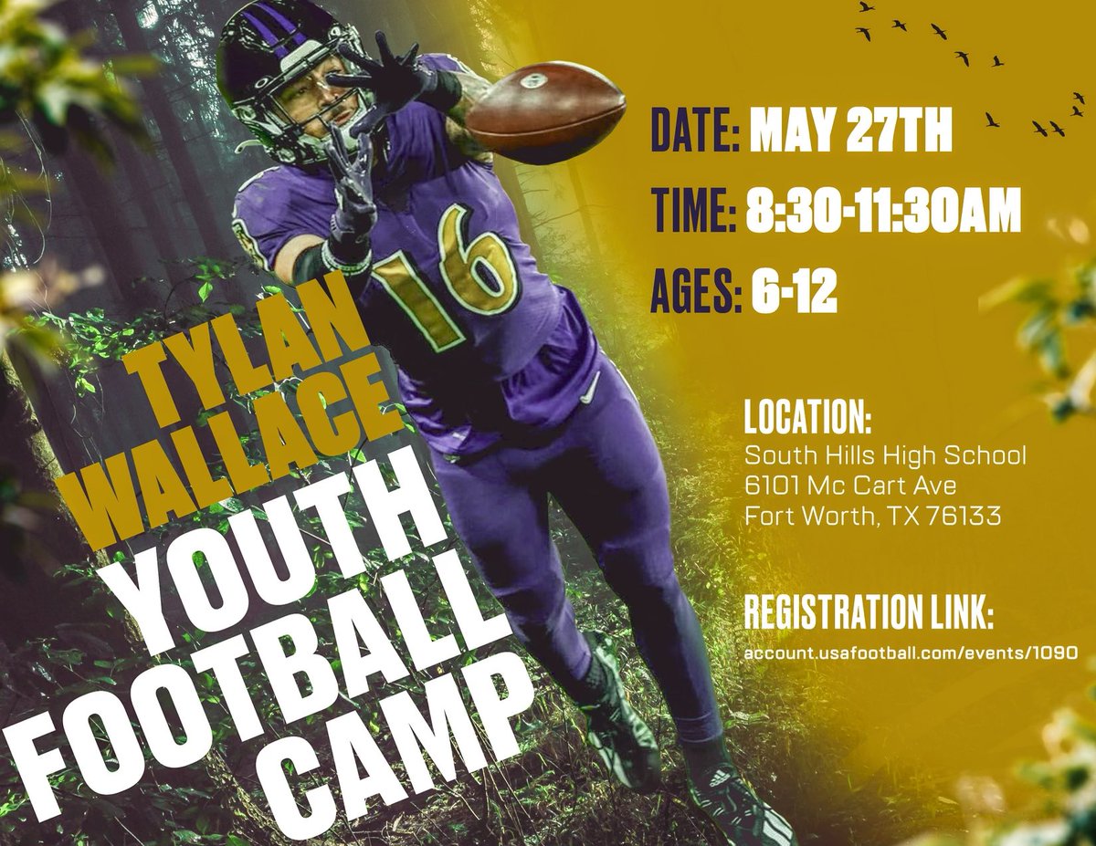 OfficialTylan2's tweet photo. I am excited to announce that I am coming back home to host my 2nd annual FREE youth football camp on May 27th! Excited to give back to the city 🤞🏽 Register at the link in my bio. Can’t wait to see everyone there 🙌🏽 https://t.co/Cx5n7WrzGt