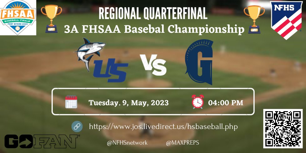 FHSAA BASEBALL (@fhsaabaseballl) on Twitter photo π REGIONAL QUARTERFINAL π
π FHSAA 3A BasebalChampionship π
NSU University π Gulliver Prep
π
: Tuesday. 9, May, 2023
β°: 04:00 PM
π₯: Watch Here : jos.livedirect.us/hsbaseball.php
ποΈ - <a href="/GoFanHS/">GoFan</a>
<a href="/NSU_Baseball/">NSU Baseball</a> <a href="/uschoolball/">USchool Baseball</a> <a href="/UNS_Athletics/">USchool Athletics</a> <a href="/NSUSharks/">NSU Athletics</a> <a href="/GulliverAlumni/">Gulliver Prep Alumni Association</a> <a href="/GulliverPrep_/">Gulliver Preparatory School</a> π REGIONAL QUARTERFINAL π
π FHSAA 3A BasebalChampionship π
NSU University π Gulliver Prep
π
: Tuesday. 9, May, 2023
β°: 04:00 PM
π₯: Watch Here : jos.livedirect.us/hsbaseball.php
ποΈ - <a href="/GoFanHS/">GoFan</a>
<a href="/NSU_Baseball/">NSU Baseball</a> <a href="/uschoolball/">USchool Baseball</a> <a href="/UNS_Athletics/">USchool Athletics</a> <a href="/NSUSharks/">NSU Athletics</a> <a href="/GulliverAlumni/">Gulliver Prep Alumni Association</a> <a href="/GulliverPrep_/">Gulliver Preparatory School</a>
