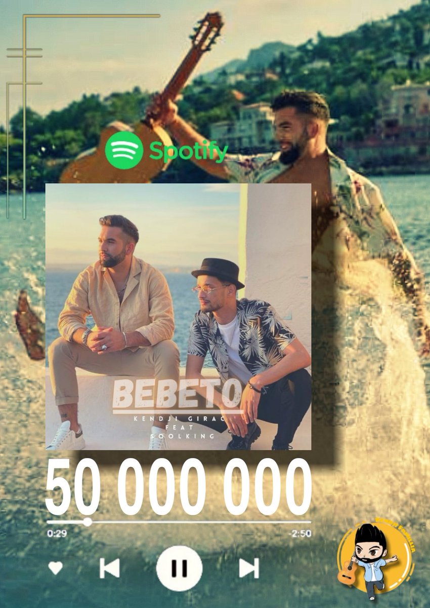 kendjifamillia's tweet photo. 2ème titre à franchir les 50M d'écoutes sur #Spotify
#Bebeto #Kendji #Soolking https://t.co/mfJKYblt9a