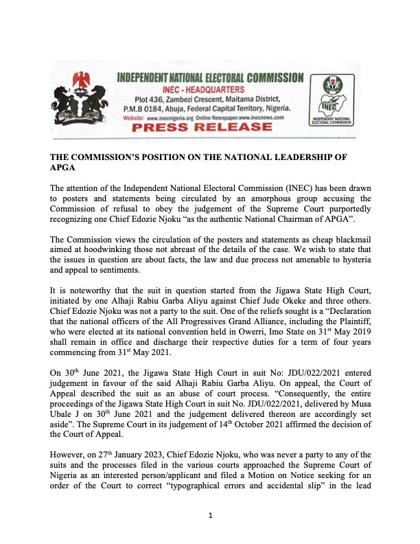 Inec Nigeria On Twitter Press Release The Commission S Position On Inec Nigeria On Twitter Press Release The Commission S Position On