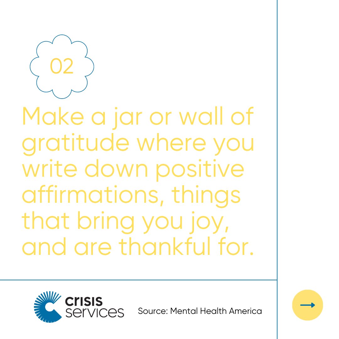 Crisis_Services's tweet photo. Looking for a short-list of ideas to improve your mental wellbeing? Here are 3 tips to start you off this #MentalHealthAwarenessMonth. https://t.co/AAT9JYi1b7