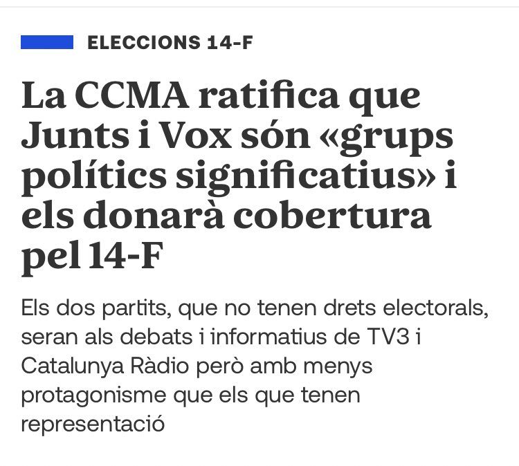 jordisalvia's tweet photo. La CCMA ha decidit excloure a la @cupnacional dels mitjans públics amb 334 regidors, 9 diputats i 2 congressistes. L'any 2021, va incloure a #FuckVox en la cobertura i debats, sense que l'extrema dreta tingues cap representació a Catalunya, ni al parlament ni als ajuntaments. 🤯 https://t.co/DZsrT67zxF