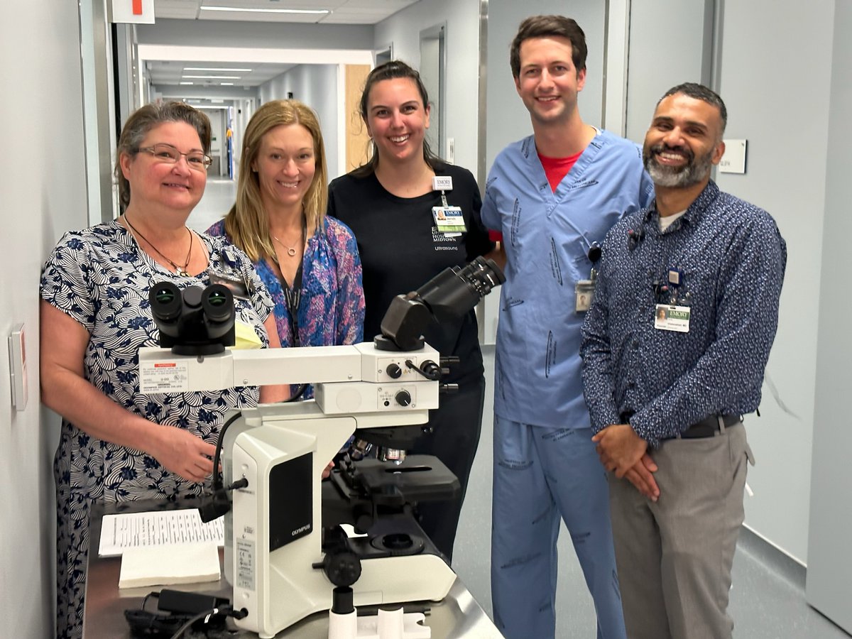 First ever fine needle aspiration at the new #WinshipatEmoryMidtown Tower by #NeuroRad H&N @ENThawk, Fellow @willwagstaff, @EmoryPathology H&N @doc_kartik, ultrasound tech Jerrah Gibson, and path tech Kim. Proudly providing exceptional #PatientCare @WinshipAtEmory