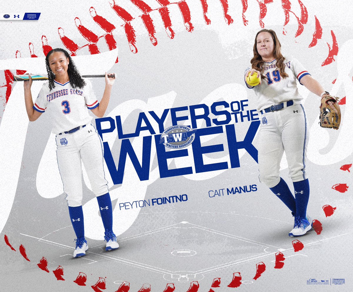 TNStateSoftball's tweet photo. Congratulations to @pey_fointno &amp; @manuscam00 for being named the @writers_sports player and pitcher of the week. #PeyCai 

#RoarCity x #WhyNotUs x #AllIn https://t.co/aYotp7M1Lk