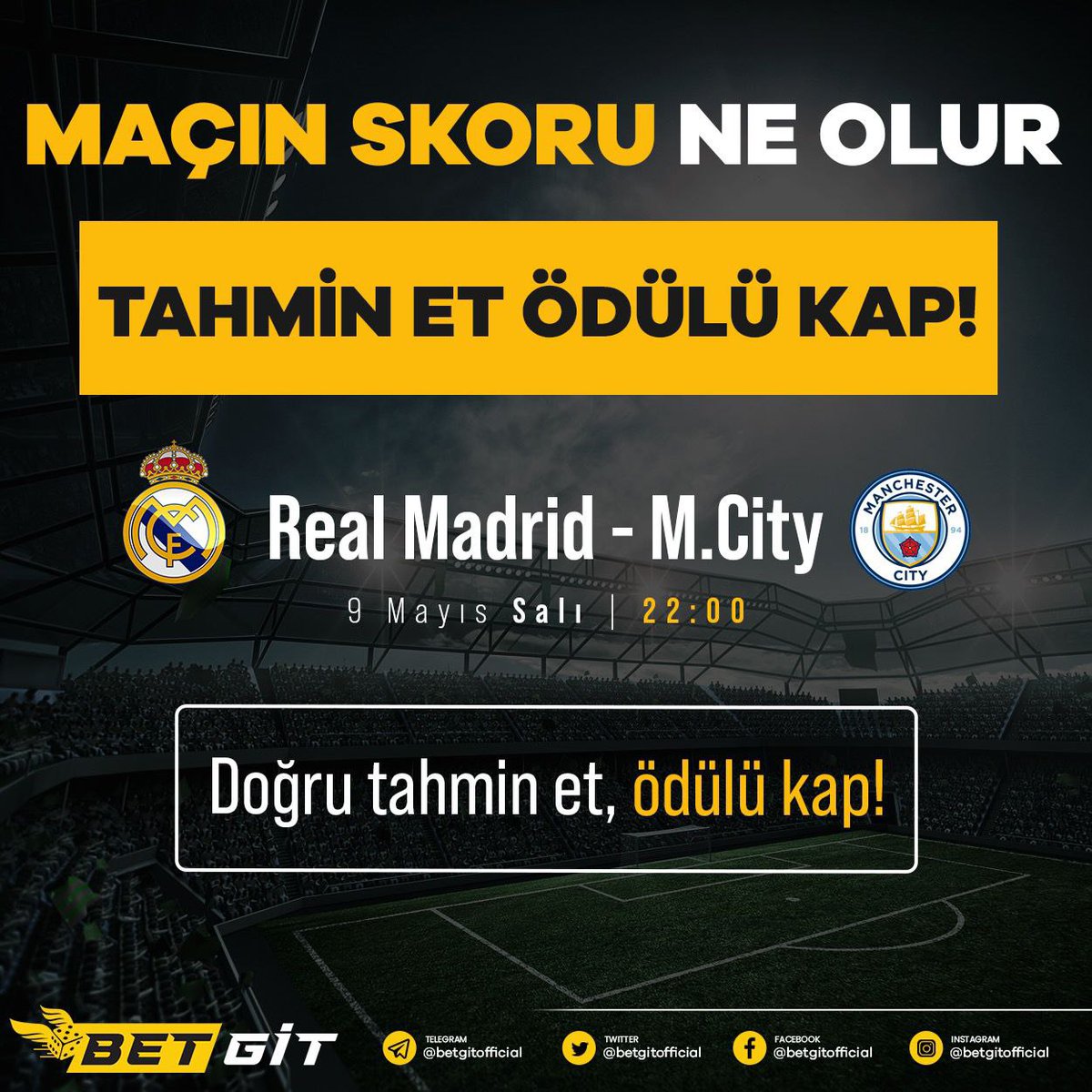Skoru doğru tahmin et ödülü kap 👑👑

10 kişiye tam 500 TL nakit hediye!💥💥

✔3 arkadaşını etiketle
✔Hesabımızı takip et
✔Bu tweete Retweetle

Kullanıcı adını yazmayı unutma⚠️
Heyecanın adresi #Betgit 
Genel Yatırım şartı vardır.